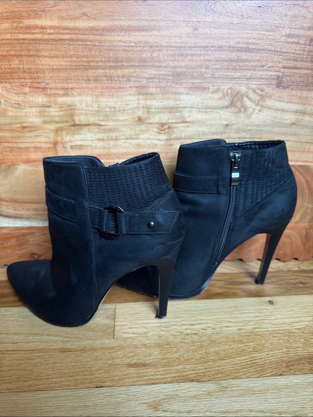 Women's Black Suede High Heel Ankle Boots